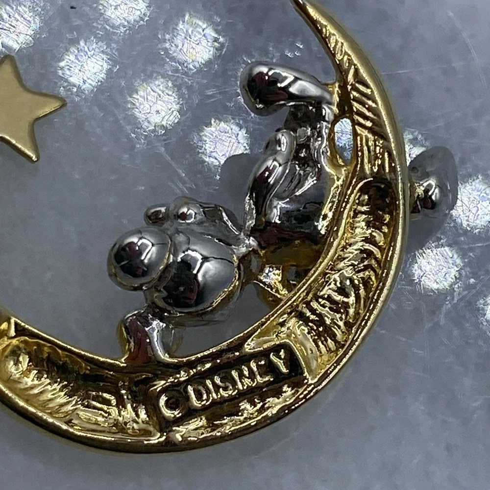 Disney Womens OS Earrings Gold Silver Mickey Mouse Moon Star Dangle Studs